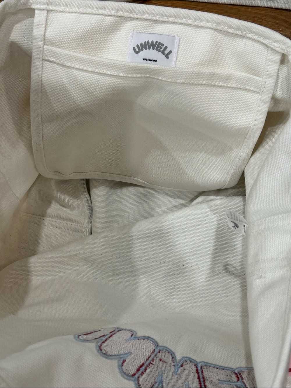 Unwell Cream & Navy Patchwork Canvas Tote - Picture 8 of 8